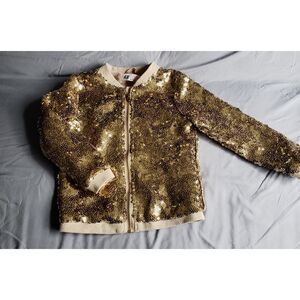 H&M Kid's Gold Sequin Jacket 3-4 Years Sparkle Celebration Portraits Whimsy Glam